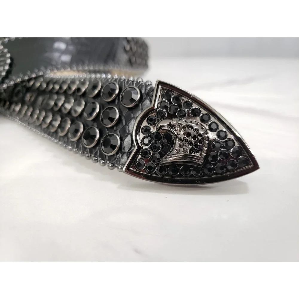 SIZE 4XL - DNA PREMIUM WEAR BELT BLACK EAGLE Rhinestones Western y2k gothic mens